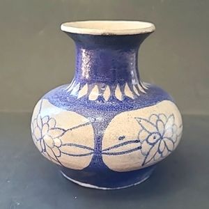 Art Pottery cobalt and white vase